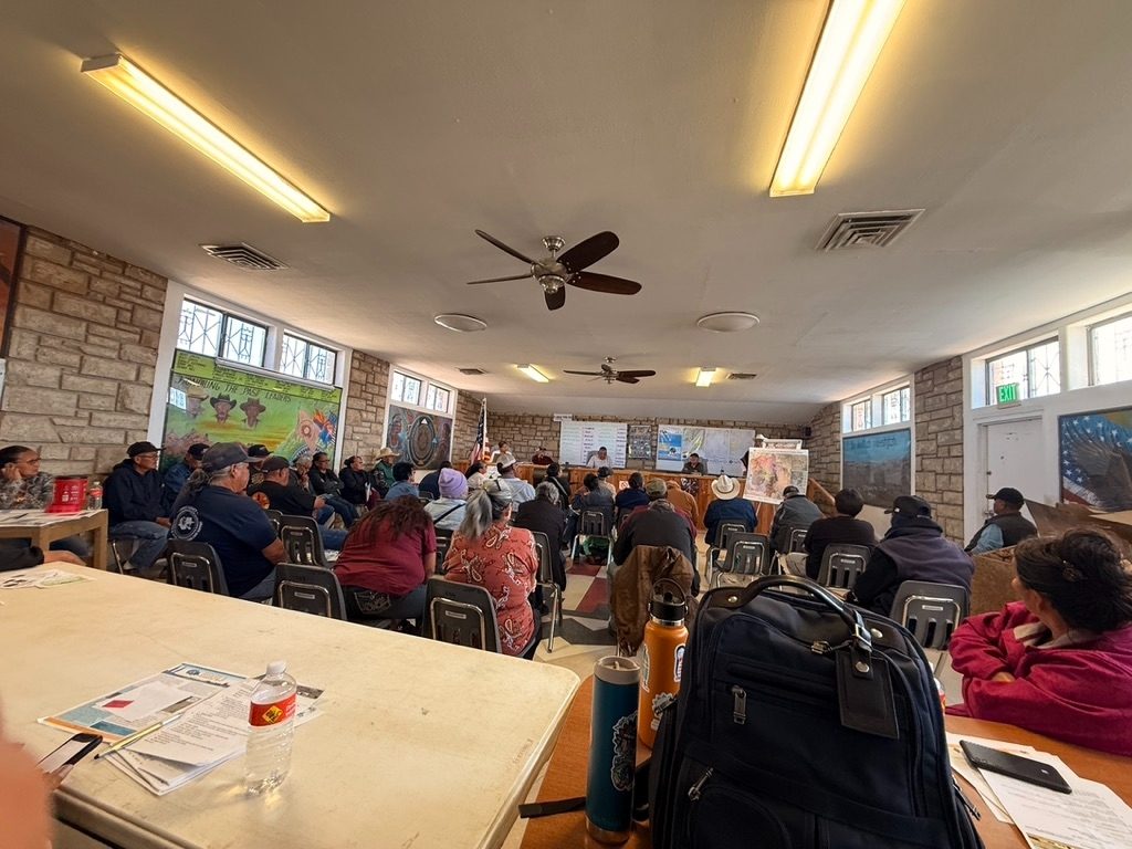 A community forum underway at a Navajo Nation chapter house
